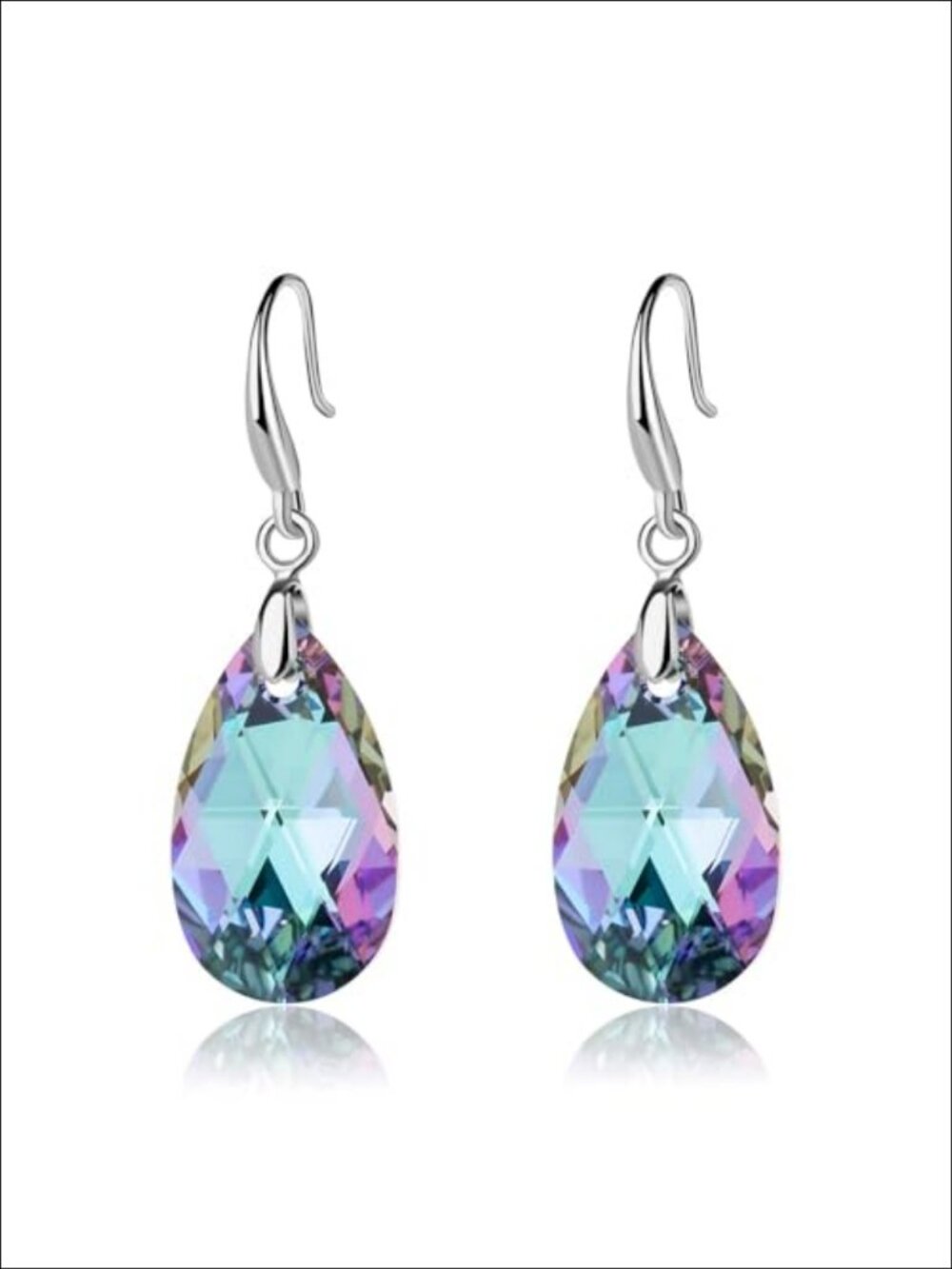 Austrian Crystal Teardrop Dangle Hook Earrings 14K Gold Plated Hypoallergenic